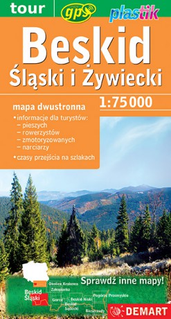 Beskid Śląski i Żywiecki. Mapa turystyczna 1:75000. Plastik [KSIĄŻKA]
