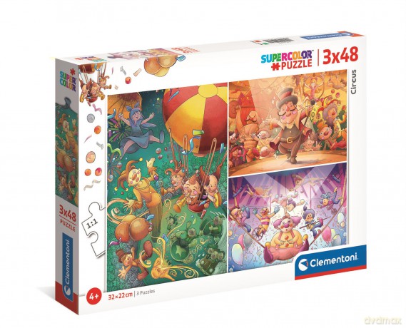 CLEMENTONI 3x48 super color Cyrk 25264 [PUZZLE]