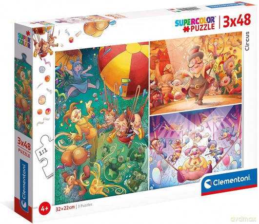 CLEMENTONI 3x48 super color Cyrk 25264 [PUZZLE]