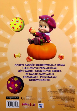Masza i Niedźwiedź. Wesoła kolorowanka z naklejkami [KSIĄŻKA]