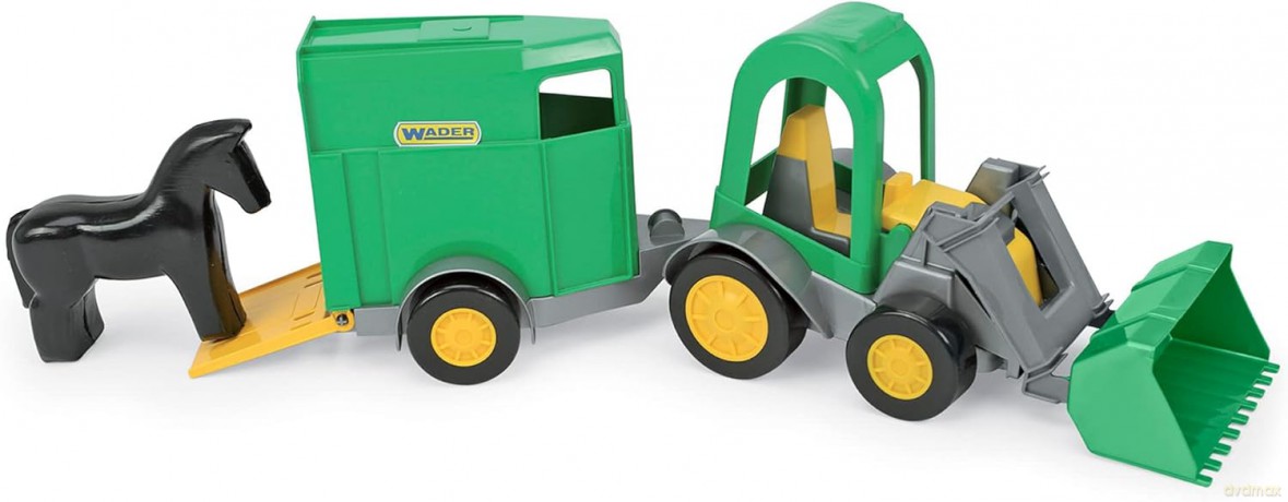 Traktor-ładowarka z przyczepą na konia