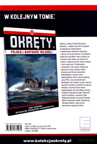 Okręty Polskiej Marynarki Wojennej (Tom 30) Torpedowce - Grzegorz Nowak [KSIĄŻKA]