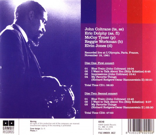 John Coltrane Quintet with Eric Dolphy: Complete November 18, 1961 Paris Concerts [2CD]