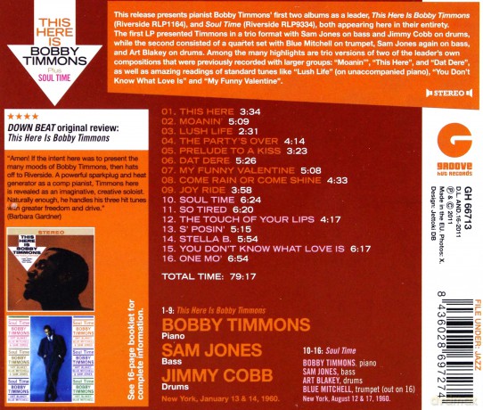 Bobby Timmons: This Here Is + Soul Time [2CD]