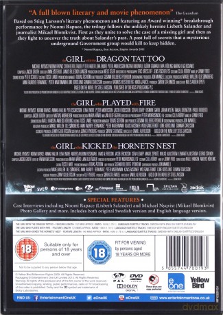 The Girl Trilogy: The Girl with the Dragon Tattoo / The Girl Who Played with Fire / The Girl Who Kicked the Hornet's Nest (Millennium: Mężczyźni, którzy nienawidzą kobiet / Dziewczyna, która igrala z ogniem / Zamek z piasku, który runął) [3DVD]