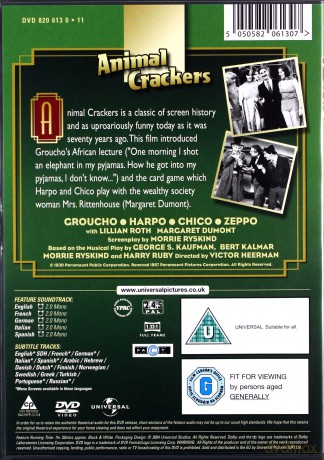 The Marx Brothers: Animal Crackers (Sucharki w kształcie zwierzą) [DVD]