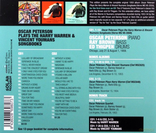 Oscar Peterson: Plays The Harry Warren & Vincent Youmans Songbooks (3 LP'S ON 2CD) [2CD]