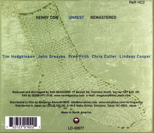Henry Cow: Unrest [CD]