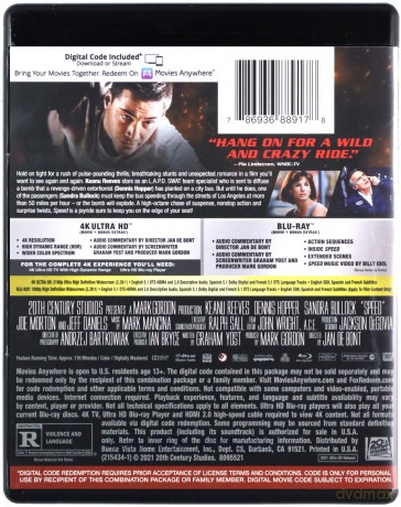 Speed (Speed - niebezpieczna prędkość) [Blu-Ray 4K]+[Blu-Ray]