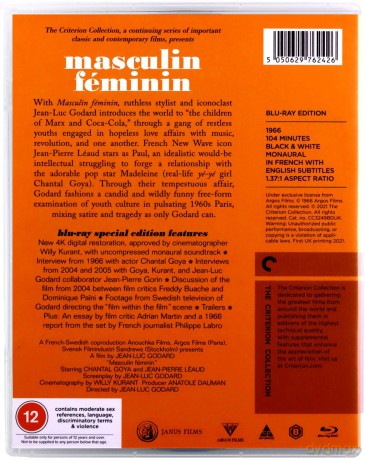 Masculin Feminin (1966) (Criterion Collection) (Męski, żeński) [Blu-Ray]