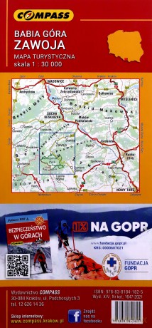 Mapa turystyczna Babia Góra, Zawoja 1:30 000