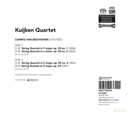 Kuijken Quartet: Ludwig van Beethoven: String Quartets op. 59, String Quintet op. 29 (Hybrid) [2SACD]