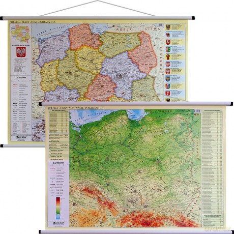 Polska. Mapa dwustronna fiz.-admn. 1:1 000 000