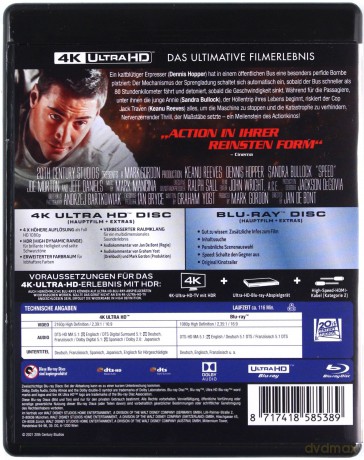 Speed (Speed - niebezpieczna prędkość) [Blu-Ray 4K]+[Blu-Ray]