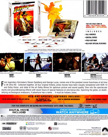 Indiana Jones Collection: Raiders of the Lost Ark / Temple of Doom / The Last Crusade / Kingdom of the Crystal Skull [BOX] [4xBlu-Ray 4K]+[Blu-Ray]