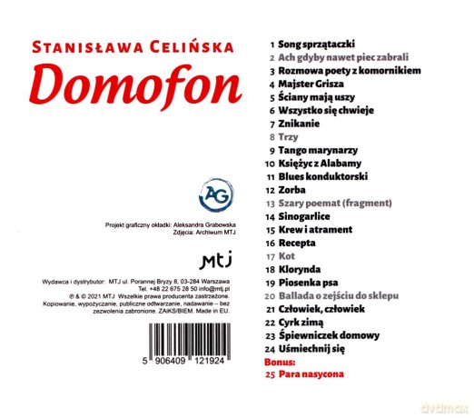 Stanisława Celińska: Domofon, czyli śpiewniczek domowy Stanisławy C. [CD]