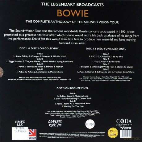 David Bowie: The Sound And Vision Tour (Deluxe) (Coloured) [BOX] [5xWinyl]