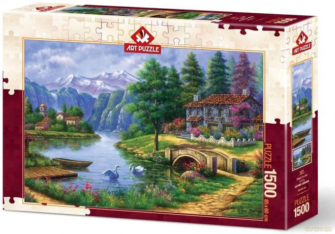 ARTPUZZLE 1500 el. Chatka nad jeziorem w górach [PUZZLE]