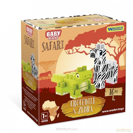 Baby Blocks Safari krokodyl i zebra 16 elementów [KLOCKI]