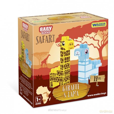 Baby Blocks Safari żyrafa i lama 19 elementów [KLOCKI]