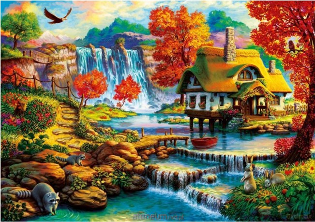 BLUEBIRD PUZZLE 1000 el. Letnia chatka z wodospadem w tle [PUZZLE]