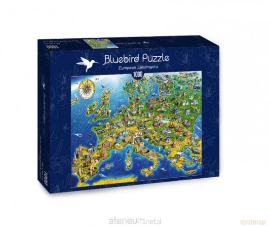 BLUEBIRD PUZZLE 1000 el. Mapa z zabytkami Europy [PUZZLE]