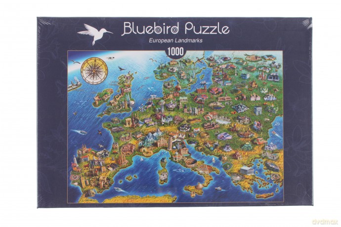 BLUEBIRD PUZZLE 1000 el. Mapa z zabytkami Europy [PUZZLE]