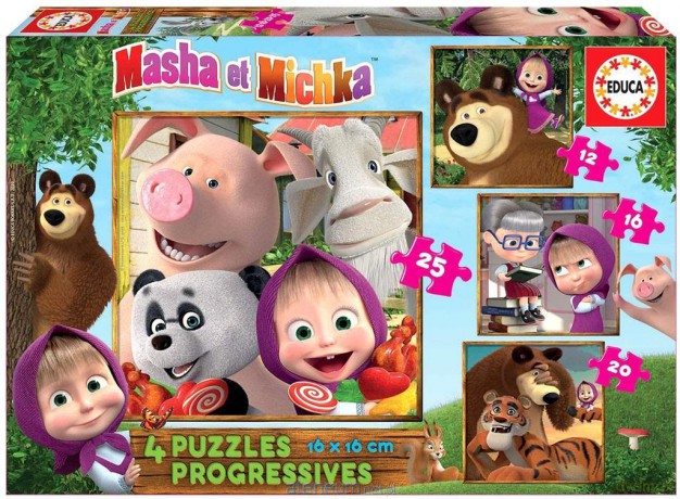 EDUCA 12+16+20+25 el. Masza i Niedźwiedź [PUZZLE]