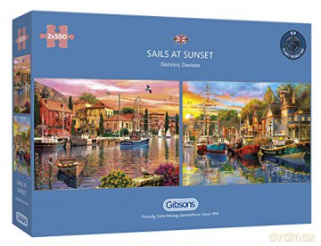 GIBSONS 2x500 el. Żagle na tle zachodzącego słońca [PUZZLE]