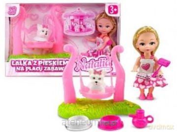 Lalka Natalia z pieskiem na placu zabaw 10 cm