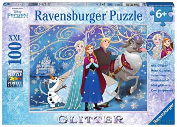 RAVENSBURGER 100 el. Kraina Lodu Błyszczący śnieg XXL brokat [PUZZLE]
