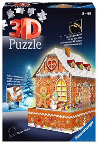 RAVENSBURGER Puzzle 3D 216 Budynki nocą: Piernikowa Chatka [PUZZLE]