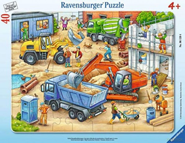 RAVENSBURGER Puzzle w ramce 40 Wielkie pojazdy budowlane [PUZZLE]