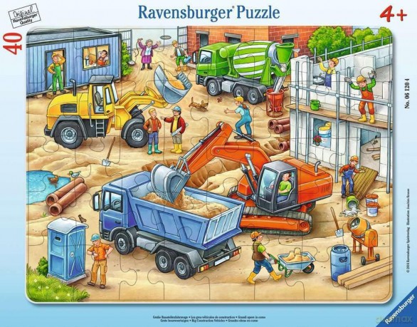 RAVENSBURGER Puzzle w ramce 40 Wielkie pojazdy budowlane [PUZZLE]