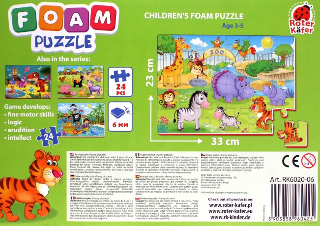 ROTER KAFER Piankowe puzzle A4. Zabawne obrazki. ZOO [PUZZLE]