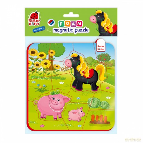 ROTER KAFER Piankowe puzzle magnetyczne. Koń i świnki [PUZZLE]