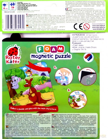 ROTER KAFER Piankowe puzzle magnetyczne. Zwierzęta z Australii [PUZZLE]