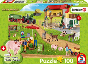 SCHLEICH 100 el. Schleich Ekologiczna żywność + figurka [PUZZLE]