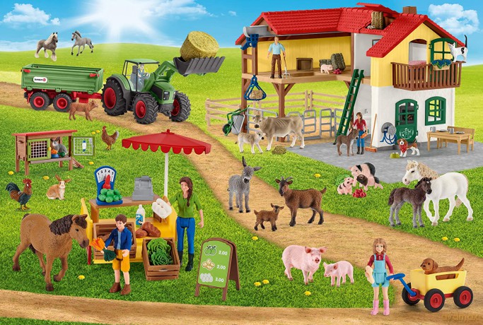 SCHLEICH 100 el. Schleich Ekologiczna żywność + figurka [PUZZLE]