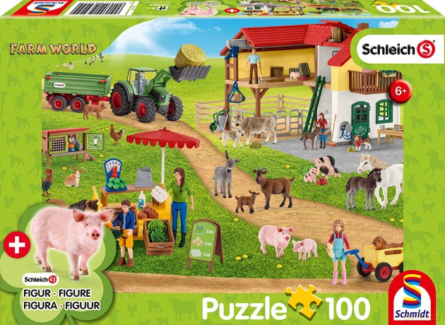 SCHLEICH 100 el. Schleich Ekologiczna żywność + figurka [PUZZLE]