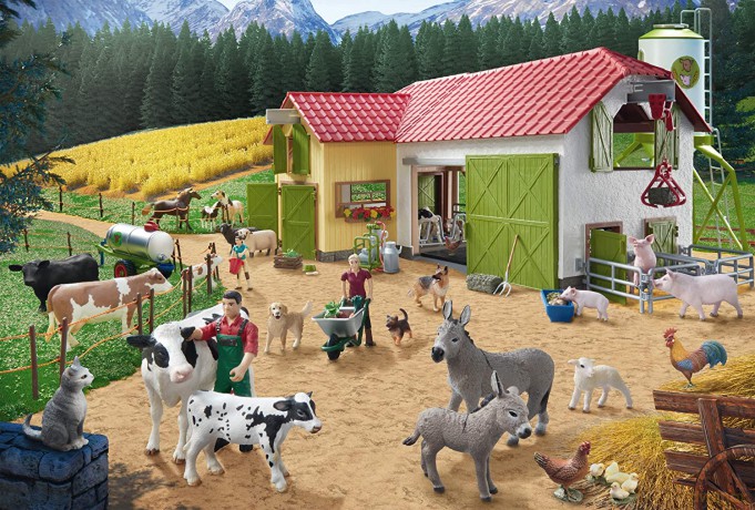 SCHLEICH 40 el. Schleich Dzień na farmie + 2 figurki [PUZZLE]