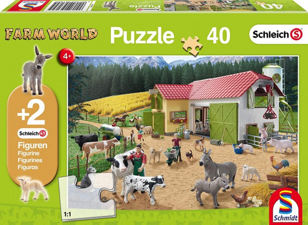 SCHLEICH 40 el. Schleich Dzień na farmie + 2 figurki [PUZZLE]