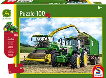 SCHMIDT 100 el. John Deere Traktor 6195M + zabawka [PUZZLE]