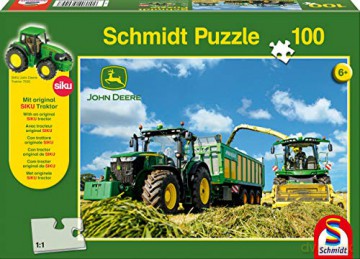 SCHMIDT 100 el. John Deere Traktor 7310R + zabawka [PUZZLE]