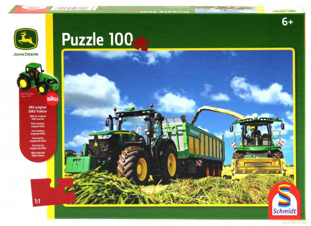 SCHMIDT 100 el. John Deere Traktor 7310R + zabawka [PUZZLE]