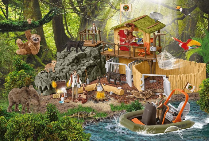 SCHMIDT 100 el. Schleich Stacja badawcza + 2 figurki [PUZZLE]