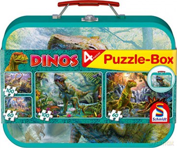 SCHMIDT 2x60 el. + 2x100 el. w walizce Dinozaury [PUZZLE]