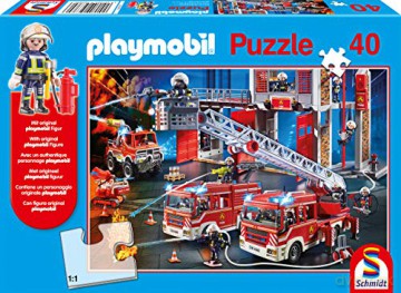 SCHMIDT 40 el. Playmobil Straż pożarna + figurka [PUZZLE]