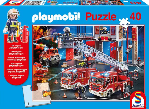 SCHMIDT 40 el. Playmobil Straż pożarna + figurka [PUZZLE]