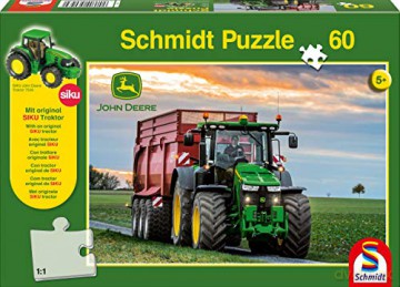SCHMIDT 60 el. John Deere Traktor 8370R + zabawka [PUZZLE]